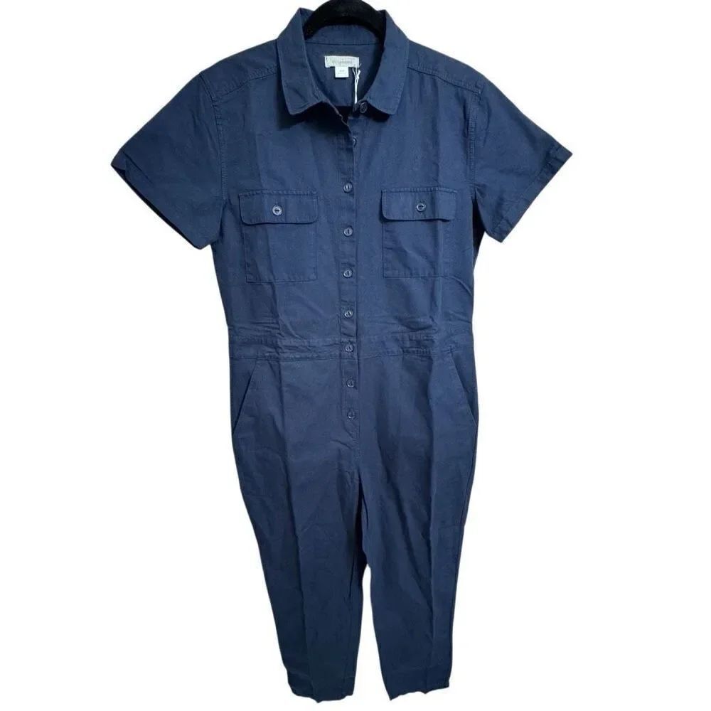 Outerknown S.E.A. Suit Utility Dark Navy Short Sleeve Jumpsuit Medium NWT